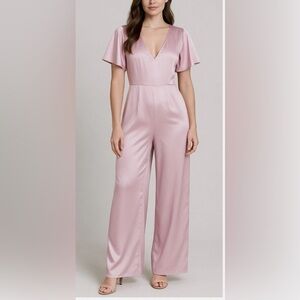 VENUS Blush Pink Satin Jumpsuit